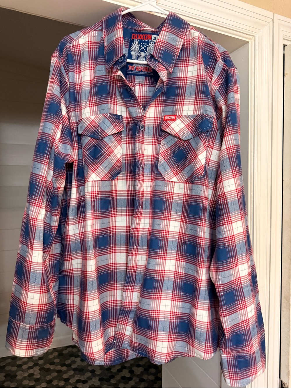 DIXXON Blue, Red & White Plaid Flannel Shirt